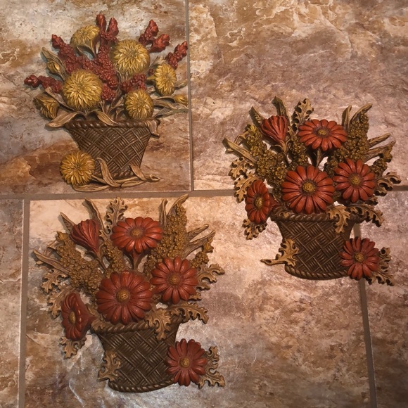 Burwood Accents Vintage 978 Set Of 3 Burwood Products Flower Wall